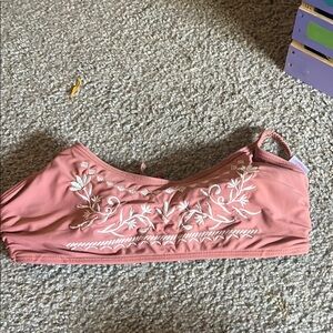 Embroidered Pink Bikini Top